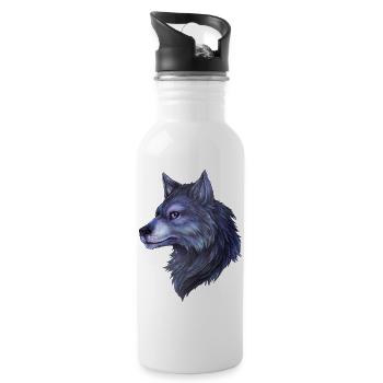 Mystical wolf hand drawn great night motif - Water bottle with straw - white - Right