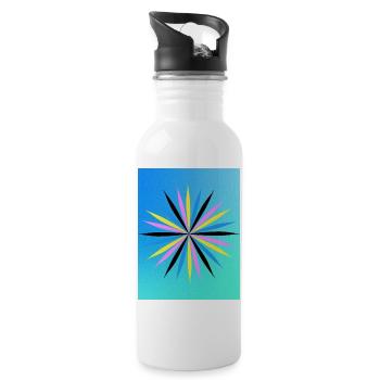 Design géométrique vibrant en étoile - Gourde avec paille intégrée - blanc - Droite