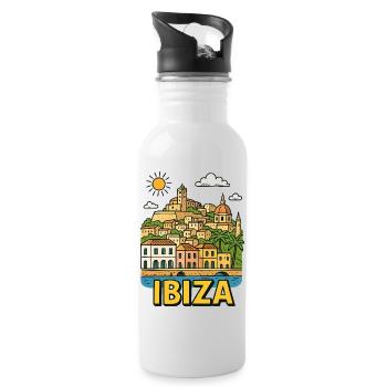 ibiza-stadt-skyline - Trinkflasche mit integriertem Trinkhalm - Weiß - Rechts