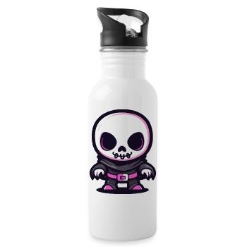 Skeleton Halloween - Water bottle with straw - white - Right