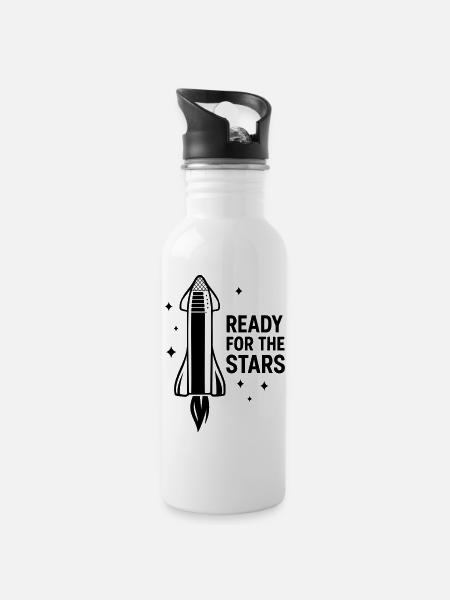Ready for the Stars – Motif de science-fiction pour les fans de l’espace - Gourde avec paille intégrée - blanc