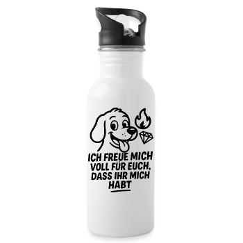 Je suis tellement content que vous m’ayez - motif chien - Gourde avec paille intégrée - blanc - Droite