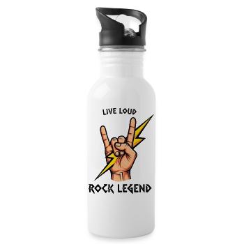 Rock Legend Hand Sign Design - Water bottle with straw - white - Right
