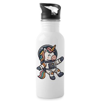 Imaginative Unicorn Astronaut Rainbow Mane - Water bottle with straw - white - Right