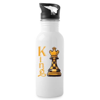 Schachkönig Eleganz - Trinkflasche mit integriertem Trinkhalm - Weiß - Rechts
