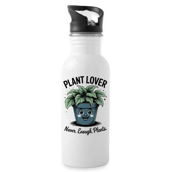 Ich Liebe Pflanzen - Botanik Flora Lustiger Spruch - Trinkflasche mit integriertem Trinkhalm - Weiß - Rechts