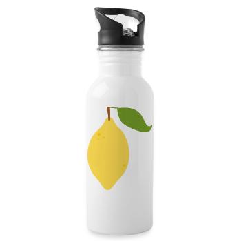 Modernes Zitronen-Zitrus-Muster-Design - Trinkflasche mit integriertem Trinkhalm - Weiß - Rechts