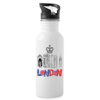 Drapeau London Love Heart - Gourde avec paille intégrée - blanc - Droite
