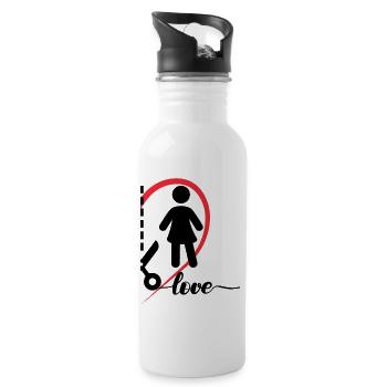 Eine Frau mit einem Herz und der Aufschrift rechte Hälfte - Trinkflasche mit integriertem Trinkhalm - Weiß - Rechts