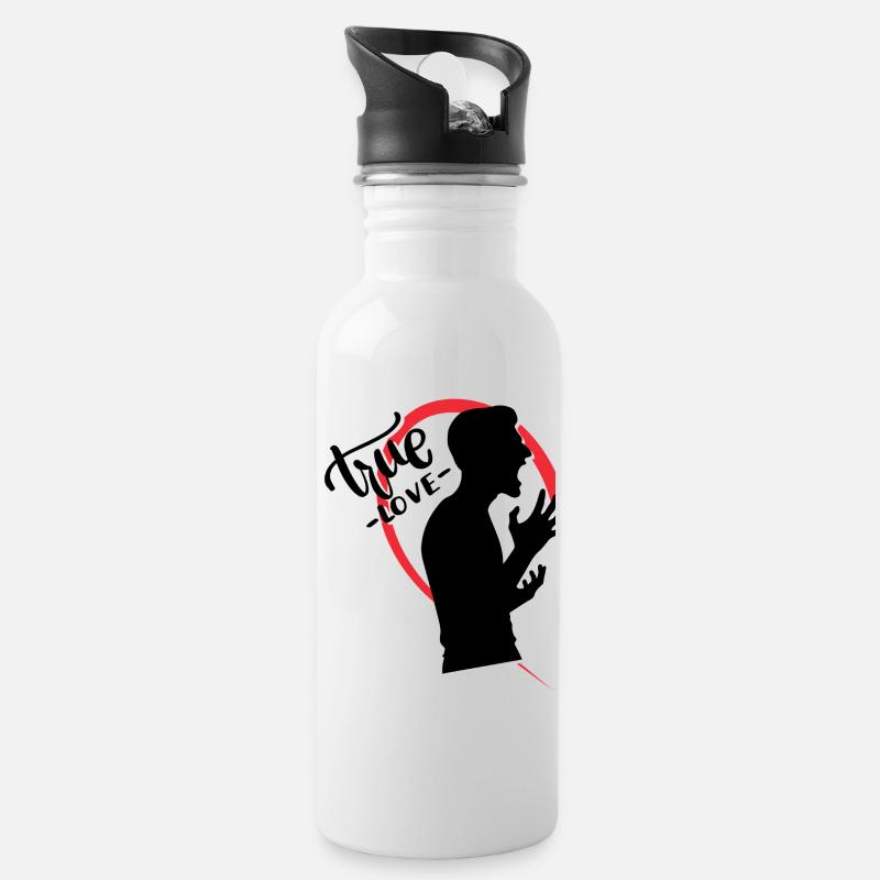 Screaming guy half heart - Water bottle with straw - white