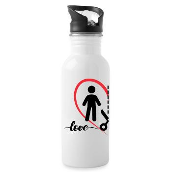 Minimalistisches Liebesdesign Links Halbes Herz - Trinkflasche mit integriertem Trinkhalm - Weiß - Rechts