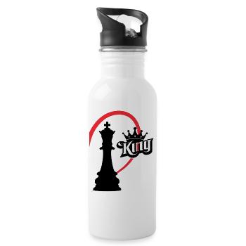 Schachkönig rechte Hälfte - Trinkflasche mit integriertem Trinkhalm - Weiß - Rechts