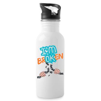 Hände, die eine Kette mit einer Inschrift zerbrechen - Trinkflasche mit integriertem Trinkhalm - Weiß - Rechts