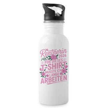 Pensioner 2026 Floral Design Pension Saying - Water bottle with straw - white - Right