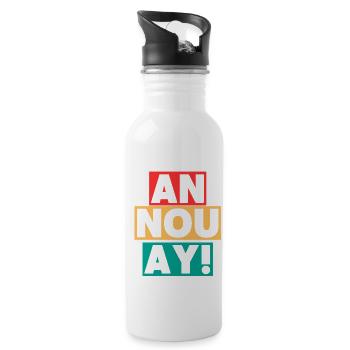 T-shirt créole « Pa ni pwoblèm » - Gourde avec paille intégrée - blanc - Droite