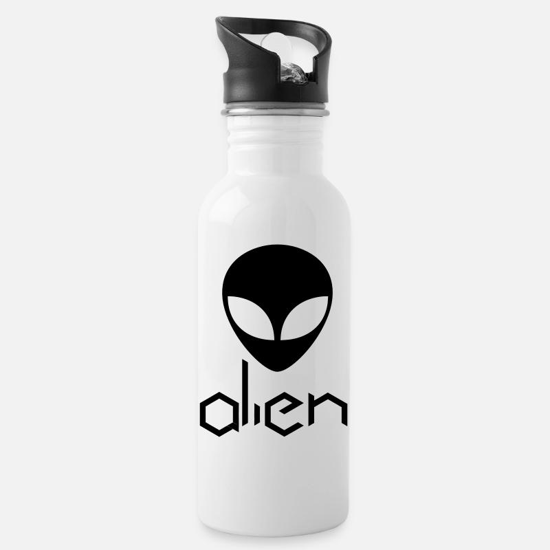 alien - Trinkflasche mit integriertem Trinkhalm - Weiß