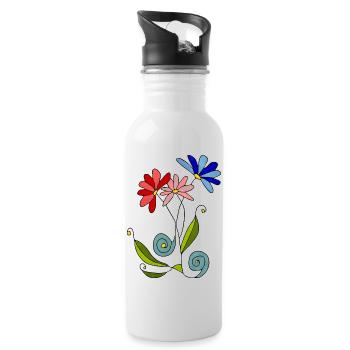 Fleur - Gourde avec paille intégrée - blanc - Droite
