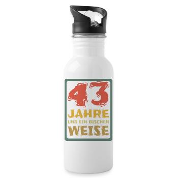 43 - Trinkflasche mit integriertem Trinkhalm - Weiß - Rechts