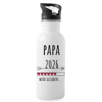 Werdender Papa 2026 Geschenk Schwangerschaft - Trinkflasche mit integriertem Trinkhalm - Weiß - Rechts
