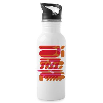 Abstract graphic shapes in techno design - Water bottle with straw - white - Right