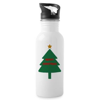 Sapin de Noël avec lettrage - Gourde avec paille intégrée - blanc - Droite