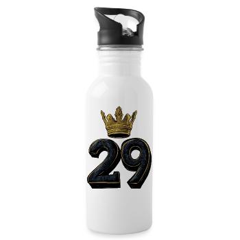29 Zahl Krone - Trinkflasche mit integriertem Trinkhalm - Weiß - Rechts