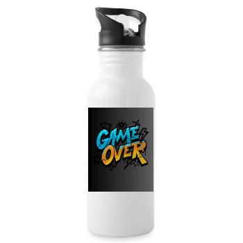 Graffiti Style Game Over Design - Trinkflasche mit integriertem Trinkhalm - Weiß - Rechts