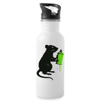 Wissenschaftlicher Ratten-Illustration mit Spritze - Trinkflasche mit integriertem Trinkhalm - Weiß - Rechts