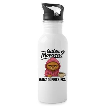 Katze ganz dünnes Eis - Water bottle with straw - white - Right
