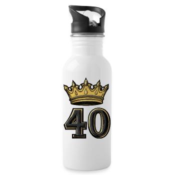 40 Zahl Krone - Trinkflasche mit integriertem Trinkhalm - Weiß - Rechts