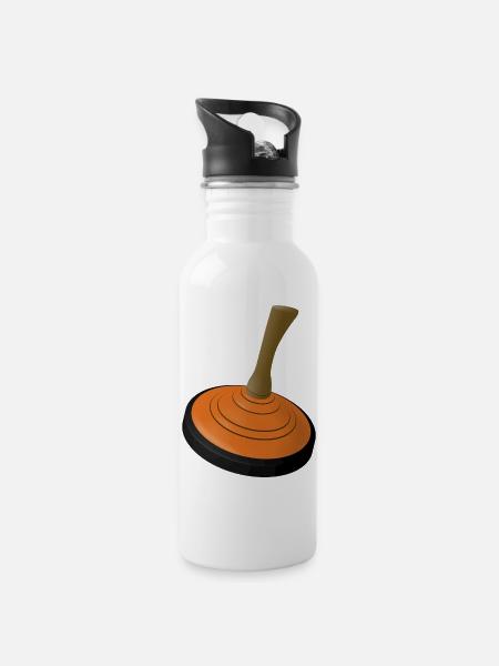 EISSTOCK-ORANGE_FUR_WUNSCHNAME - Trinkflasche mit integriertem Trinkhalm - Weiß