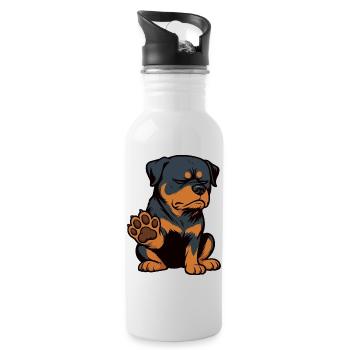 Rottweiler Rottweilerbesitzer Rottweilerliebhaber - Trinkflasche mit integriertem Trinkhalm - Weiß - Rechts