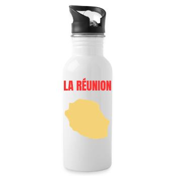 T-Shirt mit goldener Karte auf der Insel La Réunion - Trinkflasche mit integriertem Trinkhalm - Weiß - Rechts