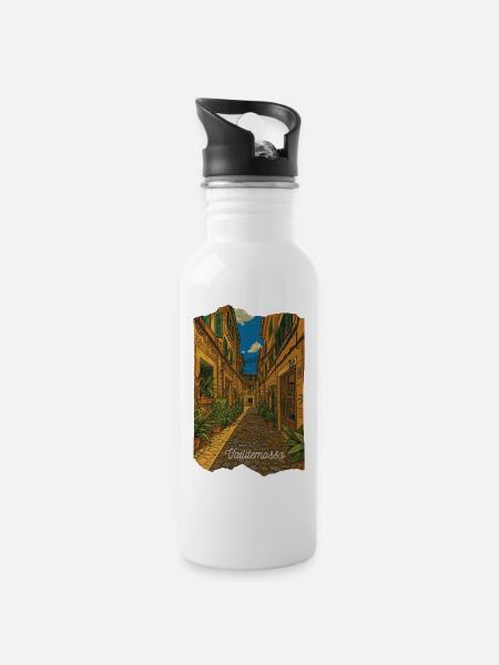 Valldemossa - Mallorca - Water bottle with straw - white