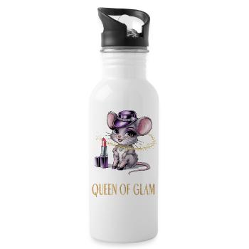 Queen of Glam süße Maus - Trinkflasche mit integriertem Trinkhalm - Weiß - Rechts