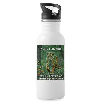 Amur Leopard – Rare Wildcat Korea DMZ - Water bottle with straw - white - Right