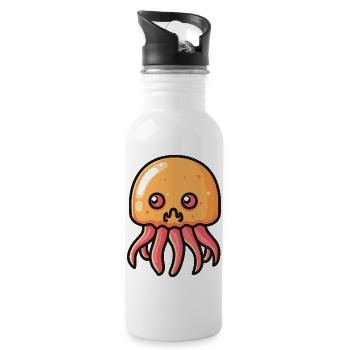 Qualle Halloween Comic Lustig - Trinkflasche mit integriertem Trinkhalm - Weiß - Rechts