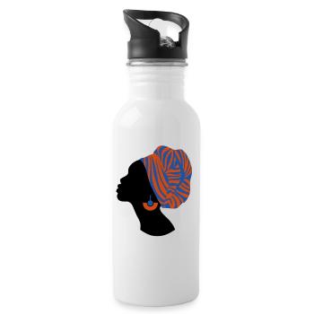 African Woman Traditional Design Africa - Water bottle with straw - white - Right