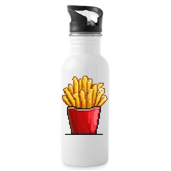 Pixel Pommes Box Fries - Trinkflasche mit integriertem Trinkhalm - Weiß - Rechts