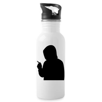 Silhouette mit Hoodie und Zigarette - Trinkflasche mit integriertem Trinkhalm - Weiß - Rechts