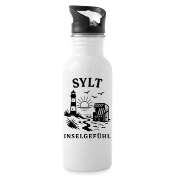 sylt insel gefühl - Trinkflasche mit integriertem Trinkhalm - Weiß - Rechts