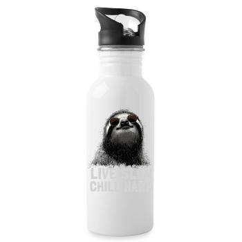 Chilliges Faultier mit Sonnenbrille - Trinkflasche mit integriertem Trinkhalm - Weiß - Rechts