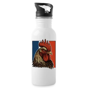 Coq flamboyant bleu blanc rouge - France Patriote - Gourde avec paille intégrée - blanc - Droite