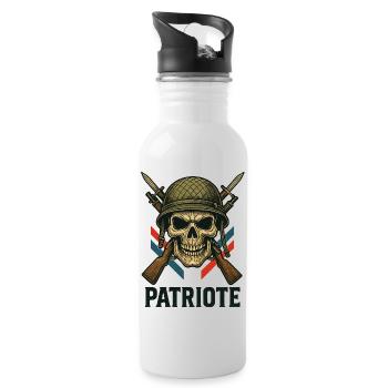 France - Casque militaire patriote - Gourde avec paille intégrée - blanc - Droite