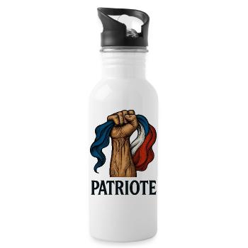Patriot raised fist and French flag - Water bottle with straw - white - Right