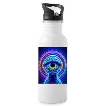 Neon Eye Ring Cosmic Hyperrealism - Water bottle with straw - white - Right