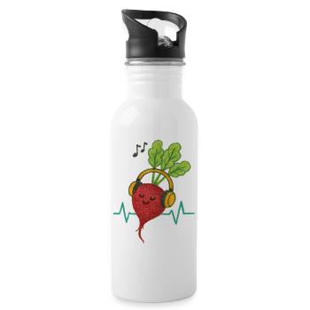 Beet Beats und Kopfhörer - Trinkflasche mit integriertem Trinkhalm - Weiß - Rechts