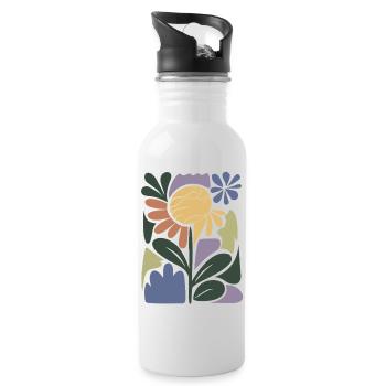 Colourful flower composition - Water bottle with straw - white - Right