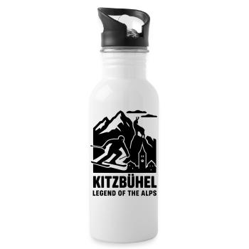 Silhouette de vacances de ski et de sports d'hiver à Kitzbühel - Gourde avec paille intégrée - blanc - Droite