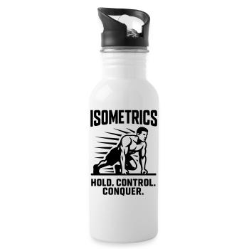 isometrics holding exercise static muscle work - Water bottle with straw - white - Right